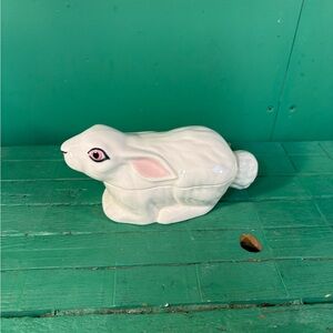 Elegant White Ceramic Rabbit Candy Dish